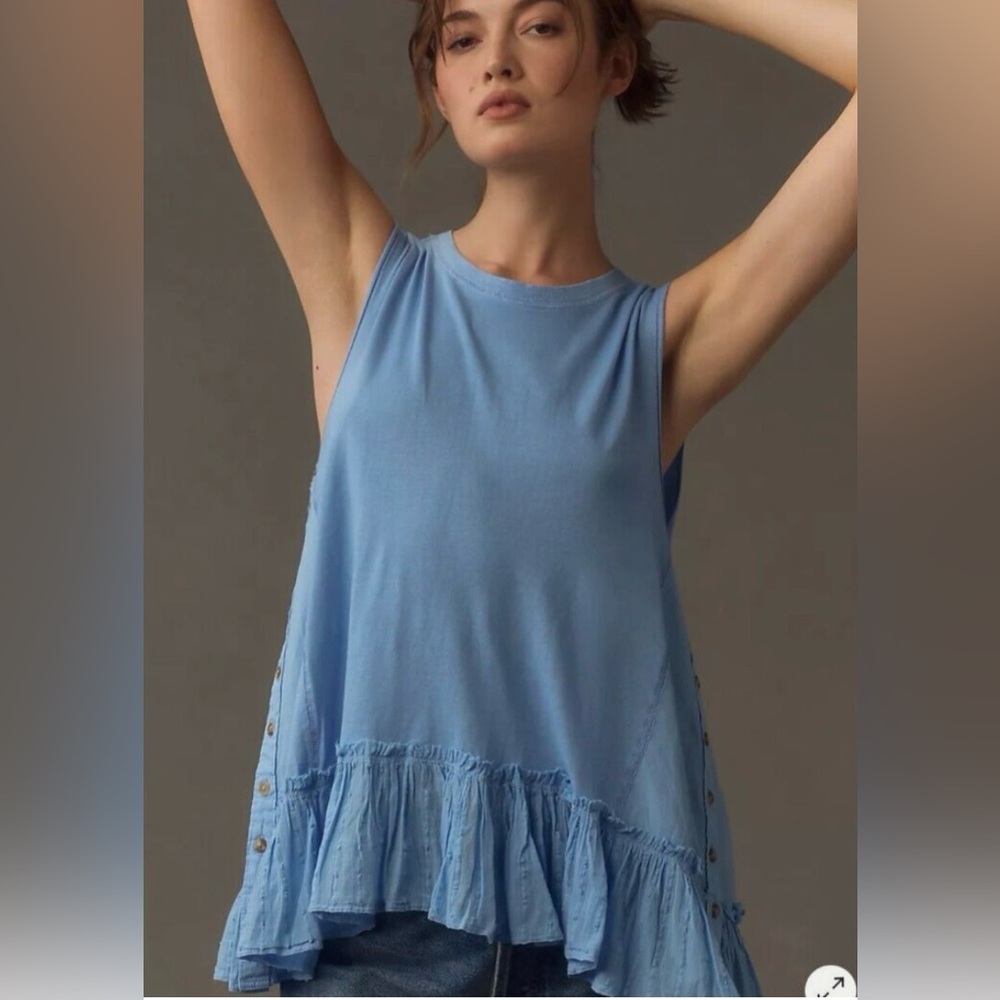 Pilcro Anthropologie Baby Doll Tank Top Light Blue Women’s Size L